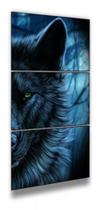 Quadros Para Sala 5 Peças Lobo Floresta Azul"