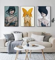 Quadros Para Sala 5 Peças Mulheres Art Pop"