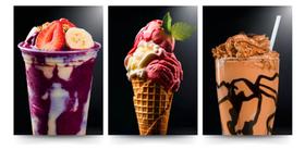 Quadros Para Sala 5 Peças Sorvete Sorveteria Açaí"