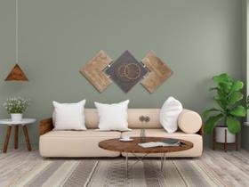 Quadros Para Sala Atras do Sofa Abstrato Marrom Artesanal - Decorando Com Brilho