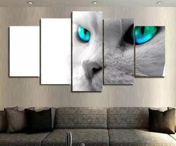 Quadros Para Sala Gato Branco Olho Azul"