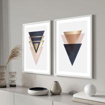 Quadros para sala quarto Moldura e vidro Escandinavo triangulo