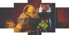 Quadros Para Sala Vinho Cesta Pães Uva"