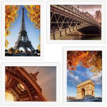 Quadros Paris Fotos para Sala Moldura Branca 22x32cm Kit 4un Quadros Paris Fotos para Sala Moldura Branca 22x32cm Kit 4un