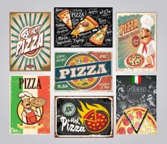 Quadros Pizza Pizzaria Restaurante Retrô Vintage Kit 7 Peças