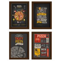 Quadros Pizzas Diversas Moldura Marrom 33x43cm 4un