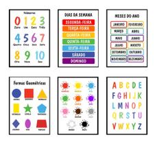 Quadros Português Escola Numeros Educativos 6 Peças 20x28cm Quadros Português Escola Numeros Educativos 6 Peças 20x28cm