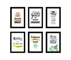 Quadros Professora Educação Escola Decoração 6 Peças 20x28cm
