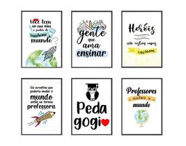 Quadros Professora Educação Pedagogia Escola 6 Peças 20x28cm