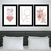 Quadros Quarto Casal Love Abstrato Amor Decorativos 3 Peças Quadros Quarto Casal Love Abstrato Amor Decorativos 3 Peças