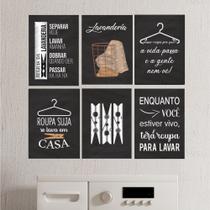 Quadros Regras Lavanderia Roupas Sujas Área Serviço 6 Peças