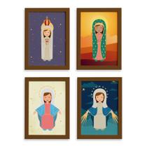 Quadros Religiosos Virgem Maria Mold Marrom 33x43 Kit 4un Quadros Religiosos Virgem Maria Mold Marrom 33x43 Kit 4un