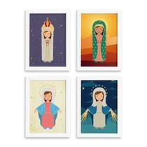 Quadros Religiosos Virgem Maria Moldura Branca 22x32 Kit 4un Quadros Religiosos Virgem Maria Moldura Branca 22x32 Kit 4un