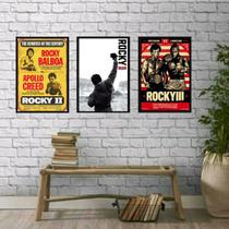 Quadros Rocky Balboa 33x24cm - Kit Vidro e Moldura Branca