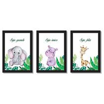 Quadros safari animais infantil folhas Seja forte corajoso Quadros safari animais infantil folhas Seja forte corajoso