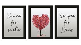Quadros Sala Fé Gratidão Decorativos Frases Kit 3 Peças