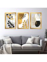 Quadros Sala Quarto Decorativos Folhas Douradas Abstrato Quadros Sala Quarto Decorativos Folhas Douradas Abstrato