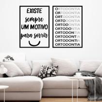 Quadros Sorriso Dentista Ortodontia Frases 2 Peças 28x40cm Quadros Sorriso Dentista Ortodontia Frases 2 Peças 28x40cm