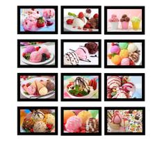 Quadros Sorvete Decoração Sorveteria Gelateria Kit 12 Peças