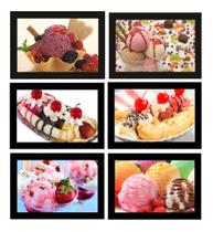 Quadros Sorvete Decorativos Sorveteria Kit 6 Peças 20x28cm Quadros Sorvete Decorativos Sorveteria Kit 6 Peças 20x28cm