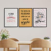 Quadros Sorveteria Decoração Casquinha Kit 3 Peças 20x28cm Quadros Sorveteria Decoração Casquinha Kit 3 Peças 20x28cm