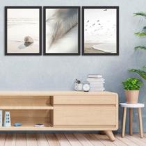 Quadros Suaves Natureza Moldura Branca 45X34Cm 3 Peças