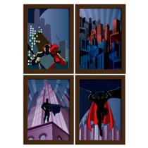 Quadros Superman Geek Moldura Marrom 33x43cm 4un