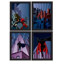 Quadros Superman Geek Moldura Preta 33x43cm 4un