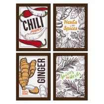 Quadros Temperos Naturais Moldura Marrom 33x43cm 4un Quadros Temperos Naturais Moldura Marrom 33x43cm 4un