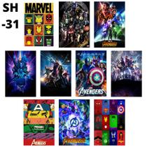Quadros Thanos e Vingadores Marvel 13x20 10 Unidades