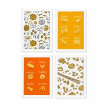 Quadros Tipos de Massas Moldura Branca 22x32cm 4un Quadros Tipos de Massas Moldura Branca 22x32cm 4un