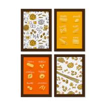 Quadros Tipos de Massas Moldura Marrom 33x43cm 4un