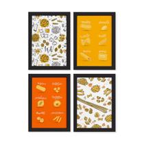 Quadros Tipos de Massas Moldura Preta 22x32cm 4un Quadros Tipos de Massas Moldura Preta 22x32cm 4un