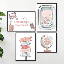 Quadros Turismo Agencia Viagens Frases Kit 4 Peças 20x28cm Quadros Turismo Agencia Viagens Frases Kit 4 Peças 20x28cm