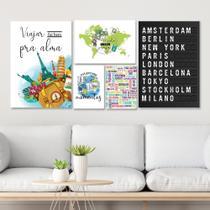 Quadros Turismo Decoração Agencia Viagem Momentos 5 Peças