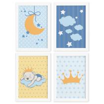 Quadros Ursinho Príncipe Moldura Branca 22x32cm 4un Quadros Ursinho Príncipe Moldura Branca 22x32cm 4un