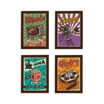 Quadros Vintage Cinema Moldura Marrom 22x32cm Kit 4un Quadros Vintage Cinema Moldura Marrom 22x32cm Kit 4un
