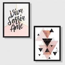 Quadros Viva, Sorria, Ame Moldura Preta 24X18Cm 2 Peças