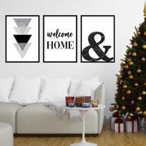 Quadros Welcome Home - Triângulos Moldura Preta 24X18Cm 3Un