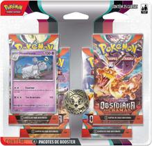 Quádruplo Pack Pokémon Escarlate e Violeta Obsidiana em Chamas Eevee e Houdstone Copag cards cartas boosters