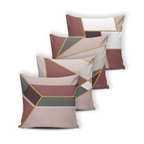 Quarteto de Capa de Almofada Decorativa Modern Print 4 Unidades - Geomterico Rose Quarteto de Capa de Almofada Decorativa Modern Print 4 Unidades - Geomterico Rose