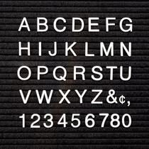 Quarteto de personagens de feltro Letter Board de 1 polegada Helvetica White