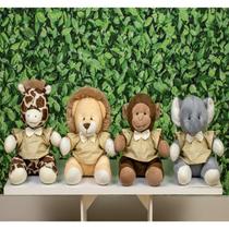 QUARTETO SAFARI PROVENCE 15cm - LEÃO, ELEFANTE, MACACO, GIRAFA CAMISA E GRAVATA.