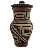 Quartinha de Barro Marajoara 20cm, Africana, Com Asa, Moringa de água, Umbanda e Candomblé