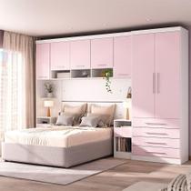Quarto 7 Portas 5 Gavetas Cab Qn Alpes Master Luciane Móveis Branco Pf-rosa Pf