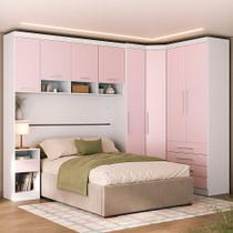 Quarto 8 Portas 5 Gavetas Cab Qn Alpes Master Luciane Móveis Branco Pf-rosa Pf