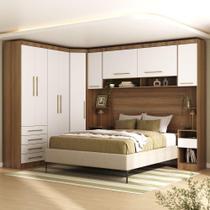 Quarto 9 Portas 6 Gavetas Cab Qn Paris Master Luciane Móveis Avelã Pf/branco Pf
