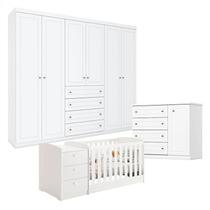 Quarto Americano 6 Portas com Berço Multifuncional Atlanta Branco Fosco Henn - Reller