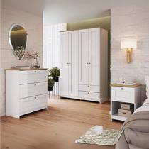 Quarto Americano Solteiro 3 Peças Guarda-Roupa, Cômoda e Mesa de Cabeceira Branco/Gelo Quarto Americano Solteiro 3 Peças Guarda-Roupa, Cômoda e Mesa de Cabeceira Branco/Gelo
