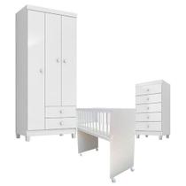 Quarto Bebê 3 Portas Com Gaveteiro Ternura Baby E Mini Berço Moisés Alegria Com Colchão - Incorplac Quarto Bebê 3 Portas Com Gaveteiro Ternura Baby E Mini Berço Moisés Alegria Com Colchão - Incorplac